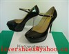 YSL peep toe pump with black patent leather